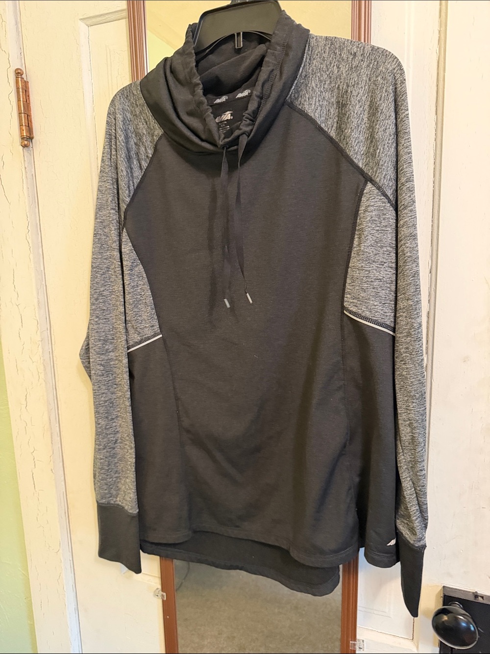 Avia Black Pullover Hoodie with Gray Raglan Sleeves